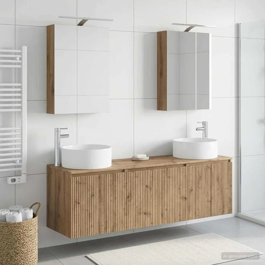 Ensemble d'armoire de salle de bain 5 pc Chêne artisanal
