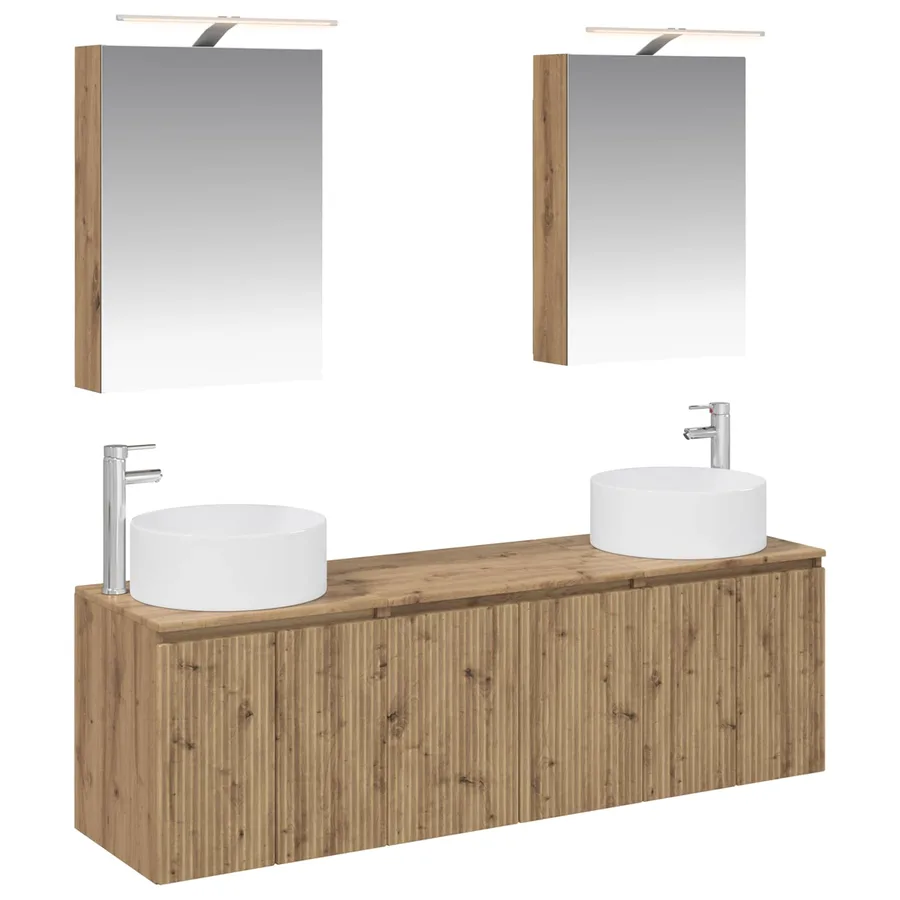 Ensemble d'armoire de salle de bain 5 pc Chêne artisanal - 2
