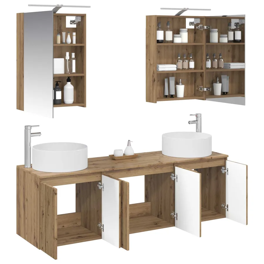 Ensemble d'armoire de salle de bain 5 pc Chêne artisanal - 3