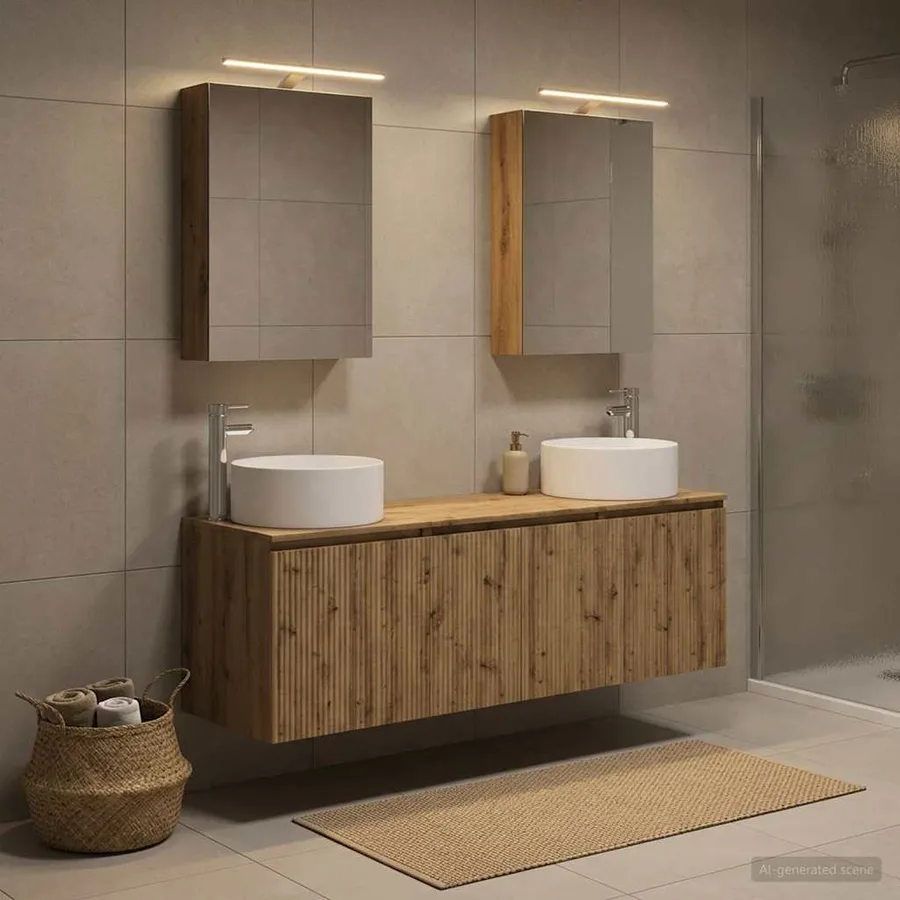 Ensemble d'armoire de salle de bain 5 pc Chêne artisanal - 4