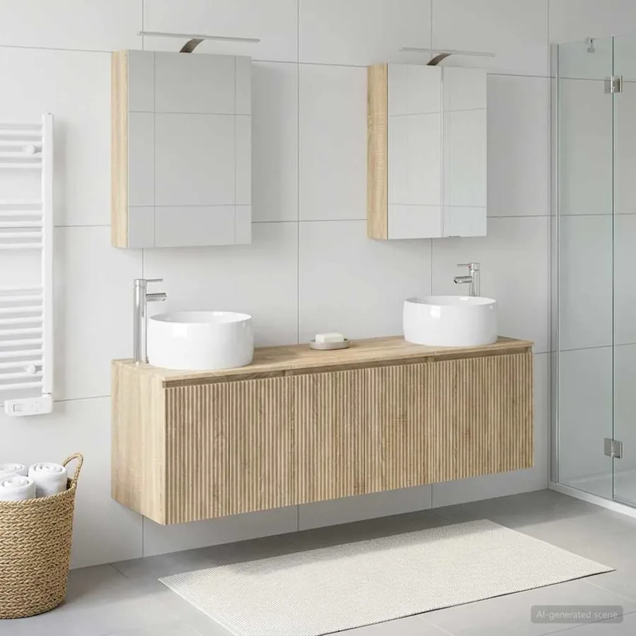 Ensemble d'armoire de salle de bain 5 pcs Chêne Sonoma