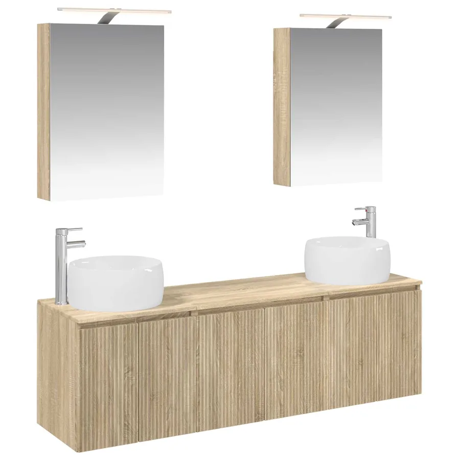 Ensemble d'armoire de salle de bain 5 pcs Chêne Sonoma - 2