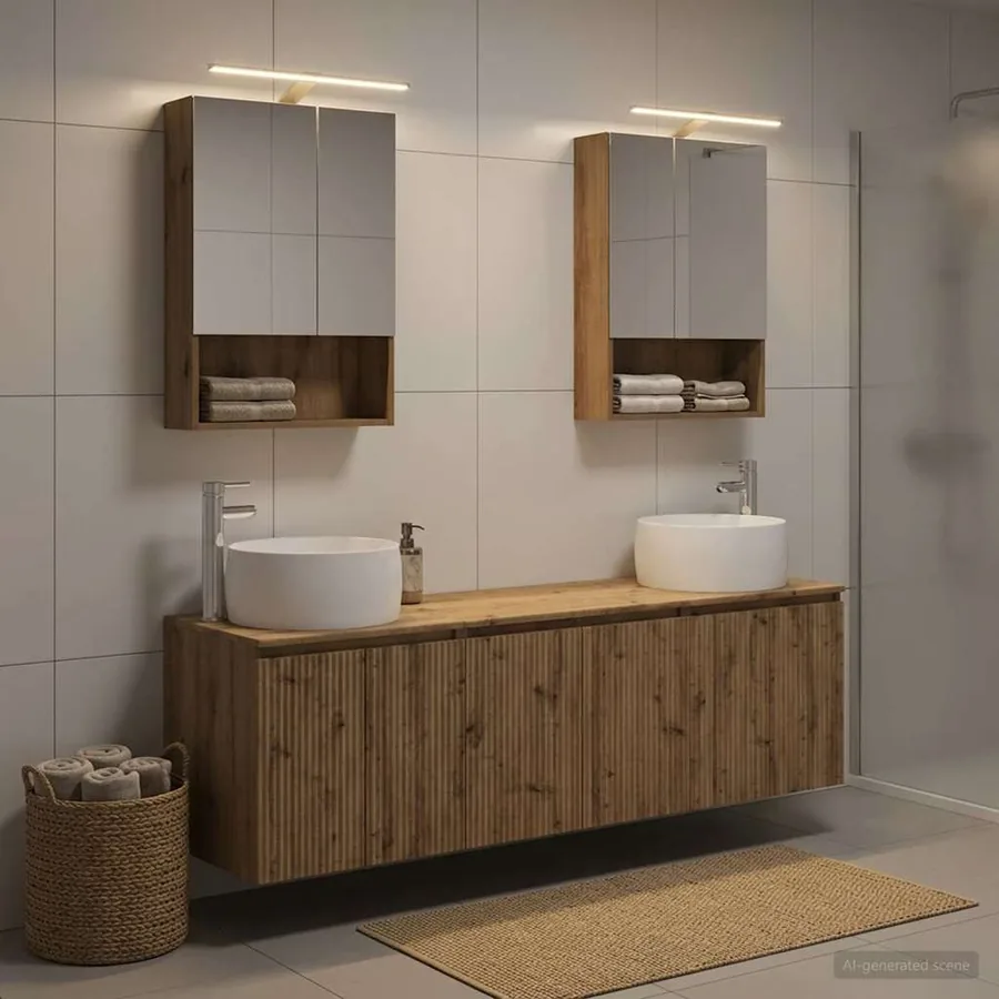 Ensemble d'armoire de salle de bain 5 pc Chêne artisanal