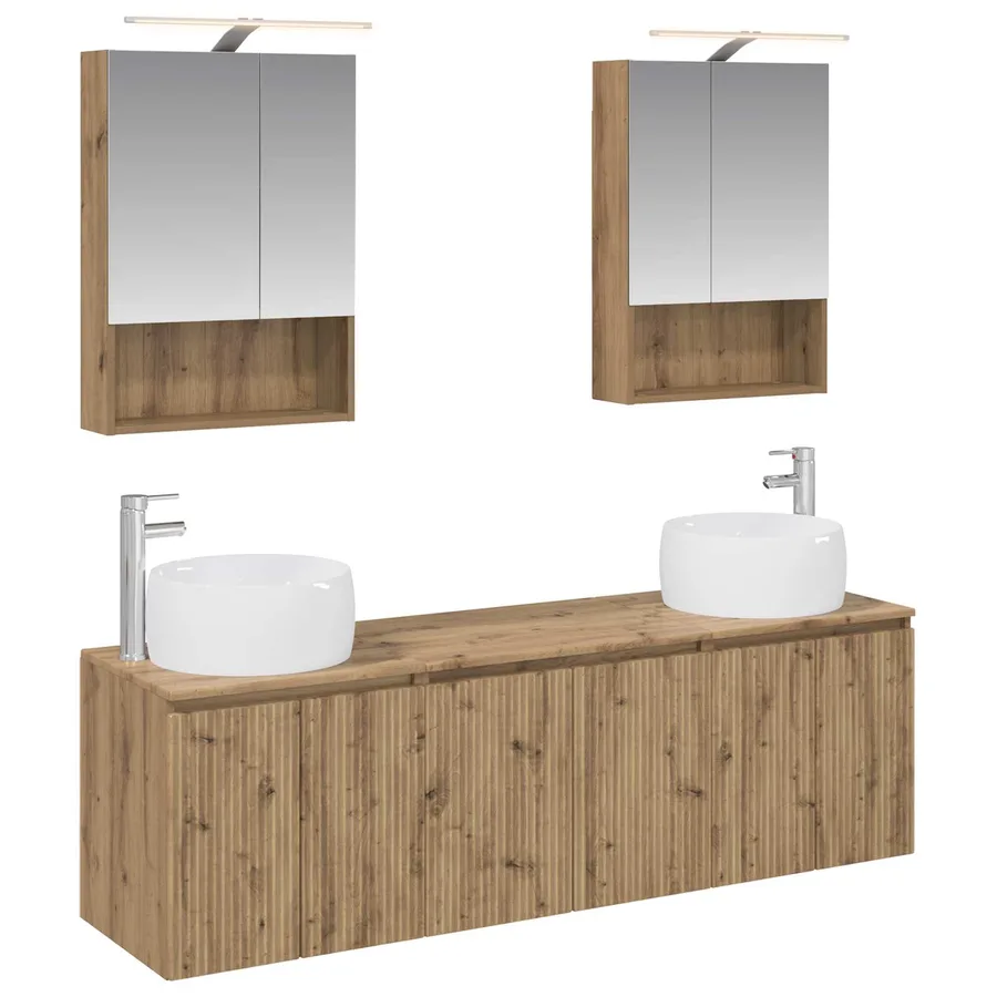 Ensemble d'armoire de salle de bain 5 pc Chêne artisanal - 2