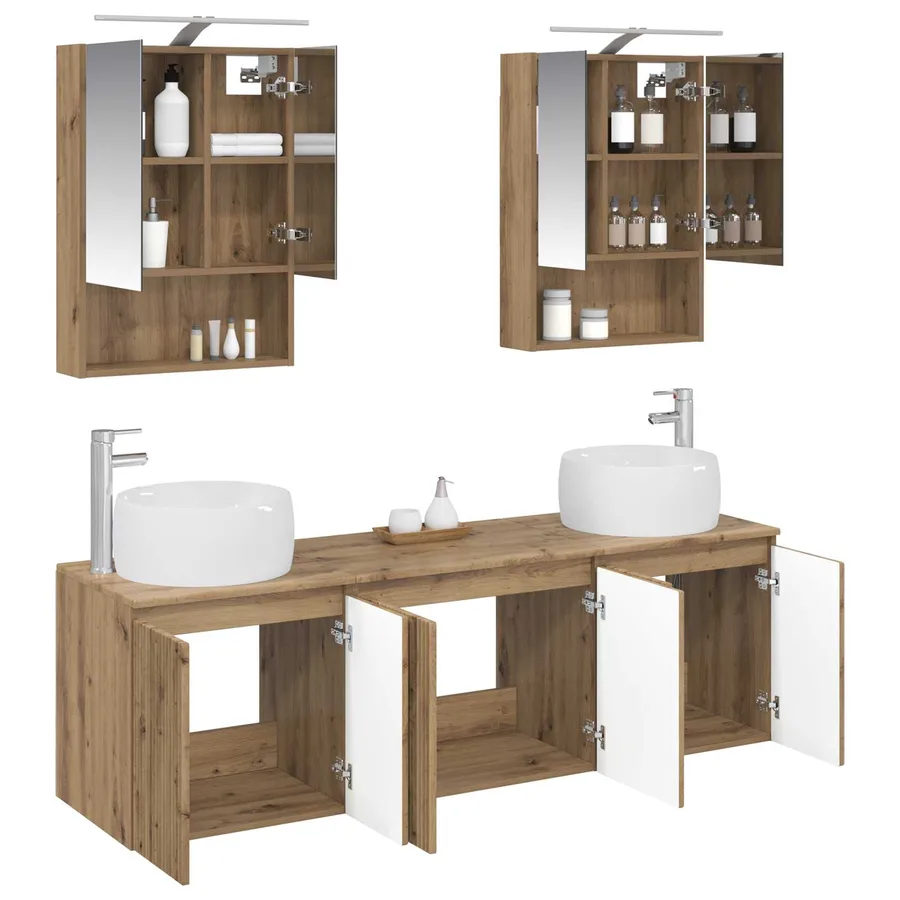 Ensemble d'armoire de salle de bain 5 pc Chêne artisanal - 3