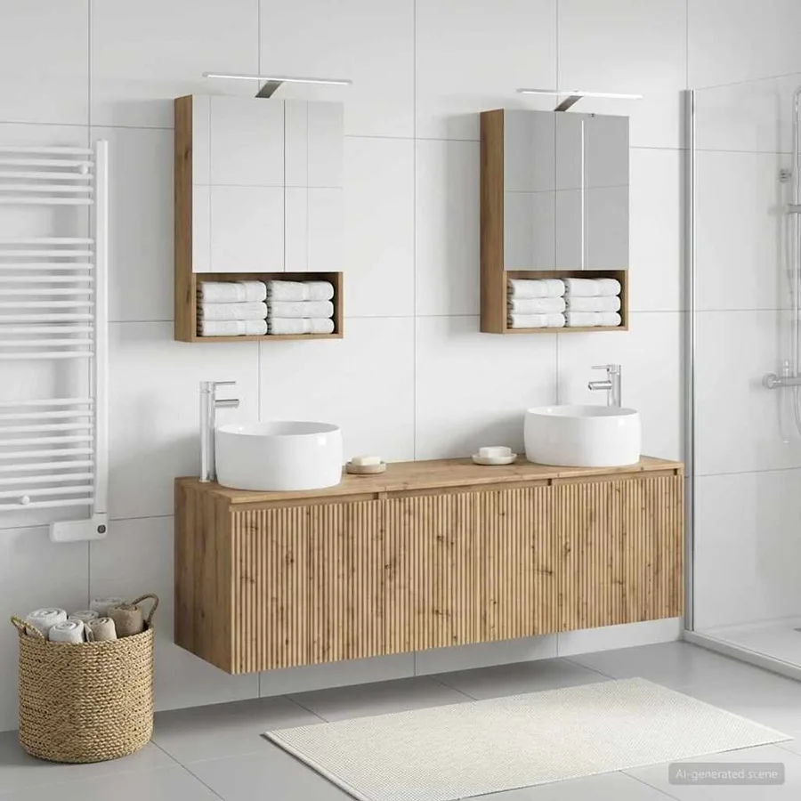 Ensemble d'armoire de salle de bain 5 pc Chêne artisanal - 4