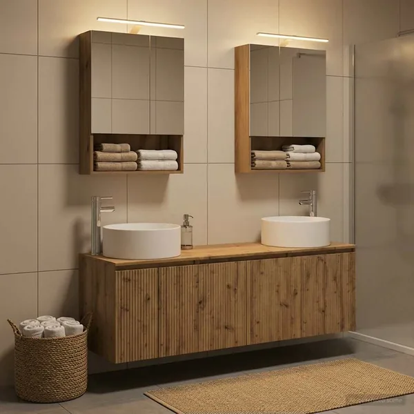 Ensemble d'armoire de salle de bain 5 pc Chêne artisanal