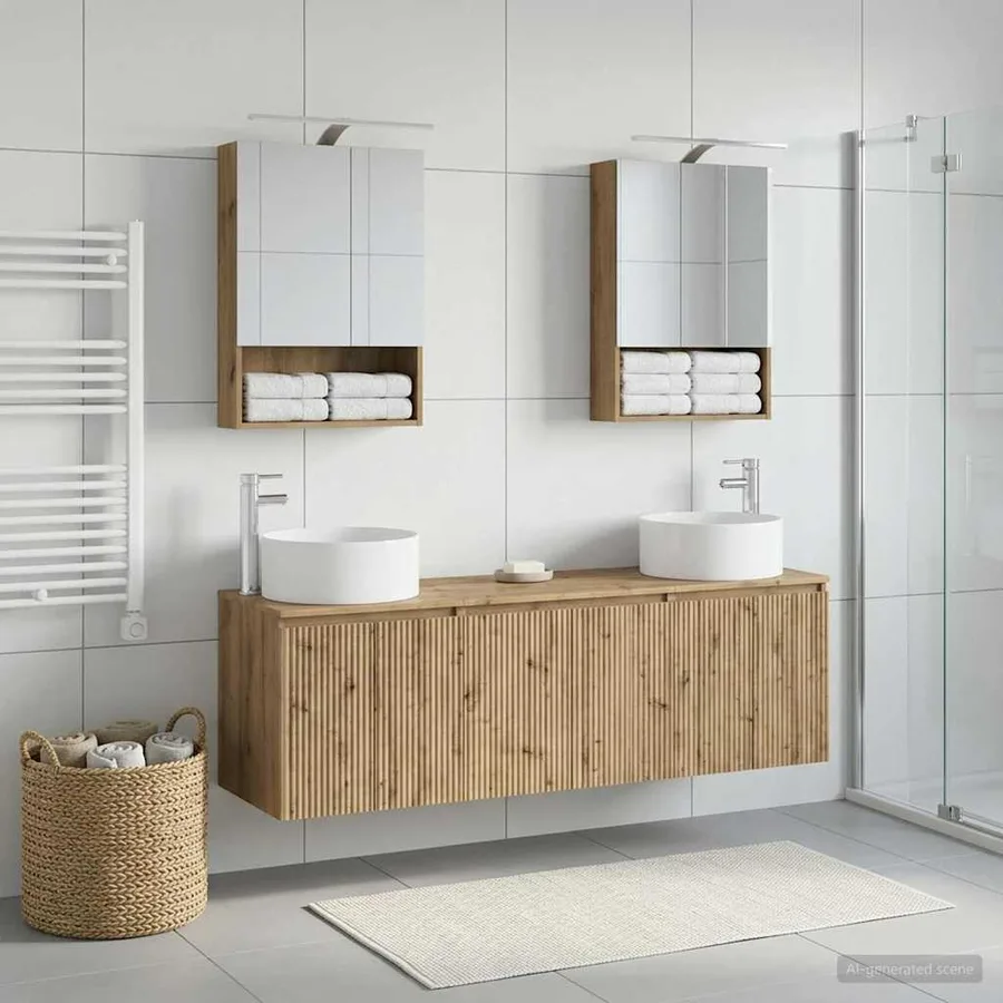 Ensemble d'armoire de salle de bain 5 pc Chêne artisanal - 4