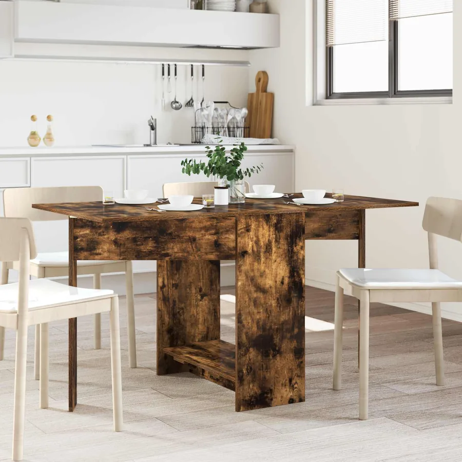 Table à dîner 138 x 70 x 73,5 cm Bois d'ingénierie Chêne fumé