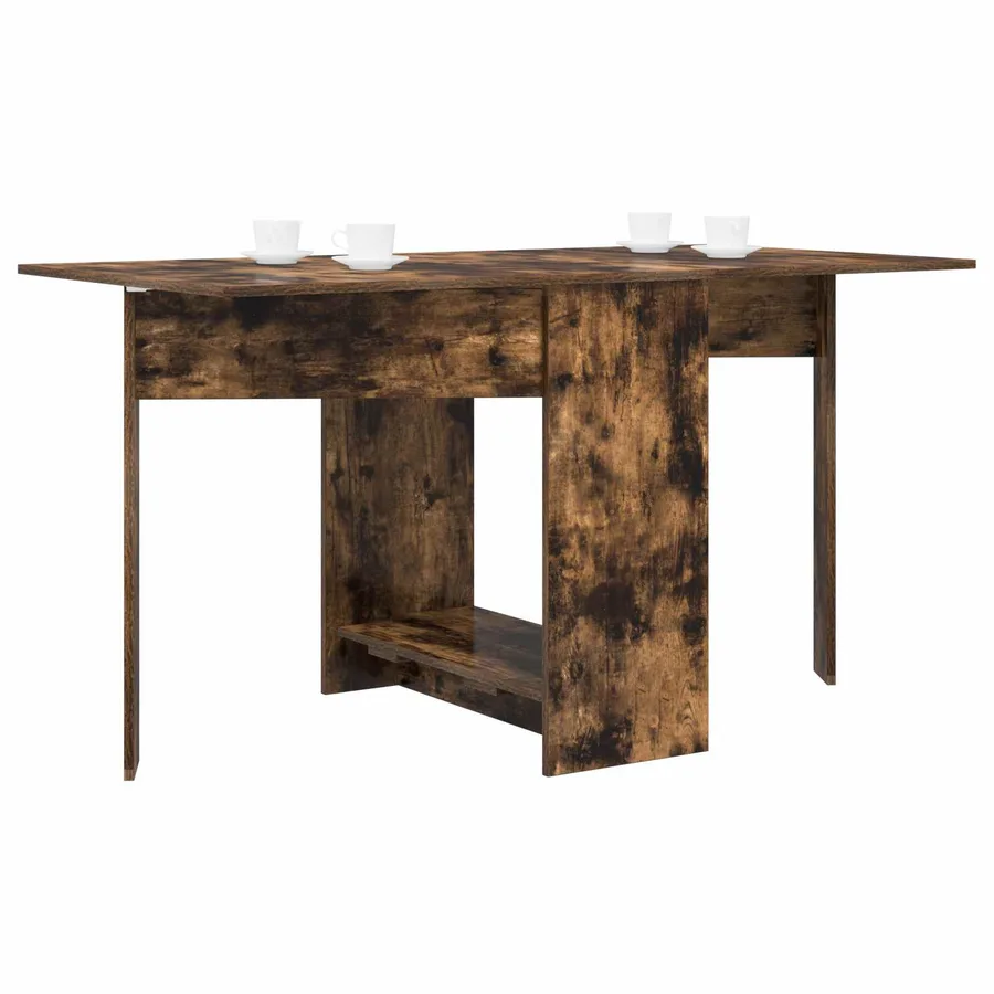 Table à dîner 138 x 70 x 73,5 cm Bois d'ingénierie Chêne fumé - 3