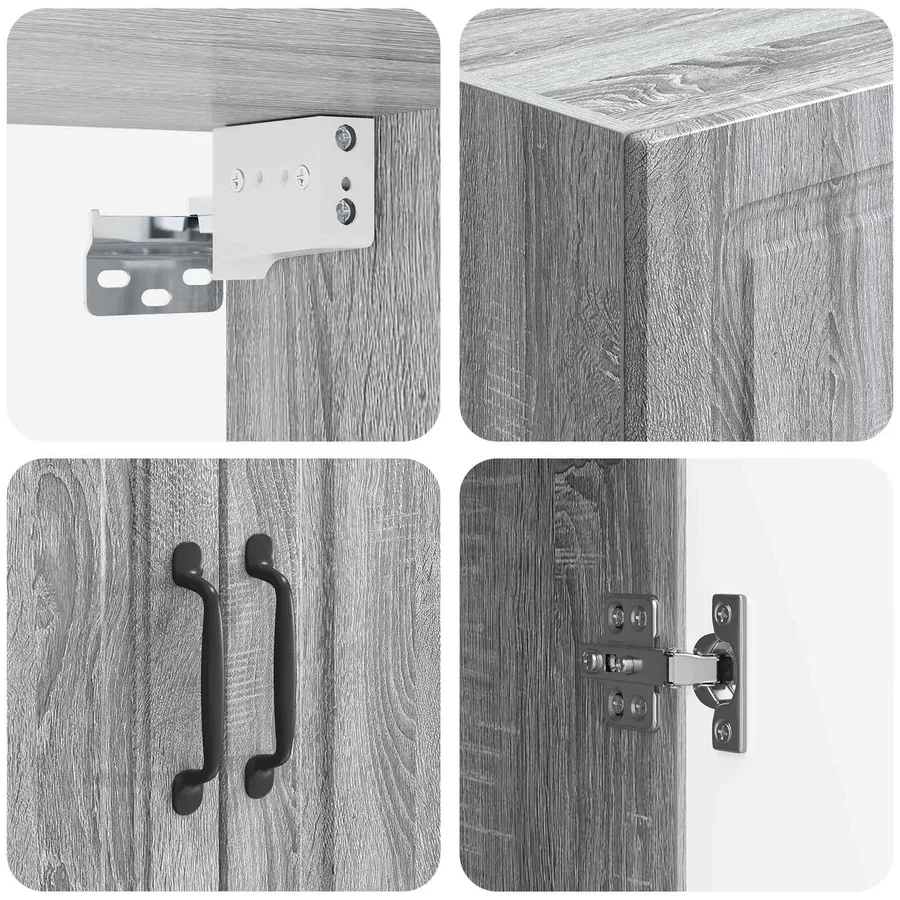 Armoire Murale Sonoma gris 59 x 31 x 60 cm Bois d'ingénierie - 7