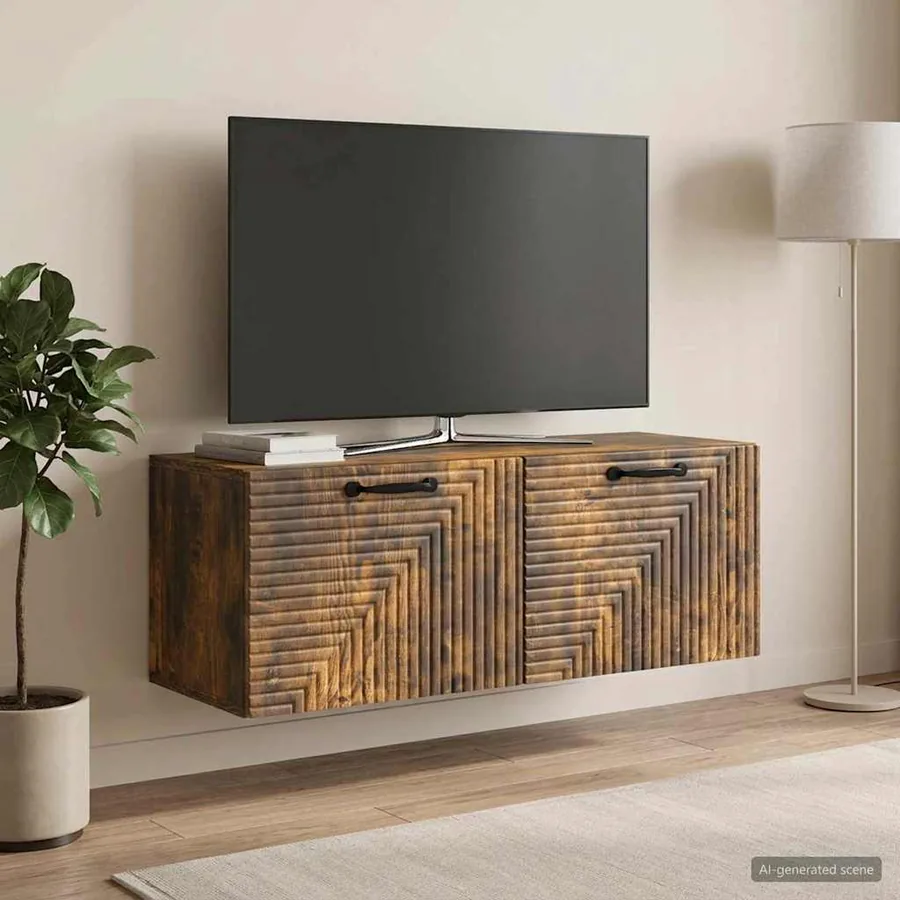 Meuble TV mural Chêne fumé 78,5 x 31 x 30 cm Bois d'ingénierie