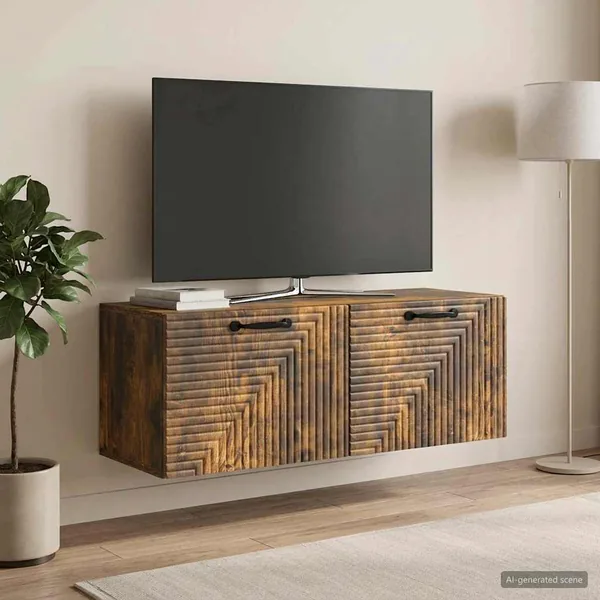 Meuble TV mural Chêne fumé 78,5 x 31 x 30 cm Bois d'ingénierie