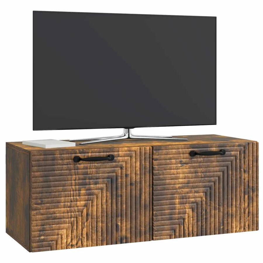 Meuble TV mural Chêne fumé 78,5 x 31 x 30 cm Bois d'ingénierie - 3