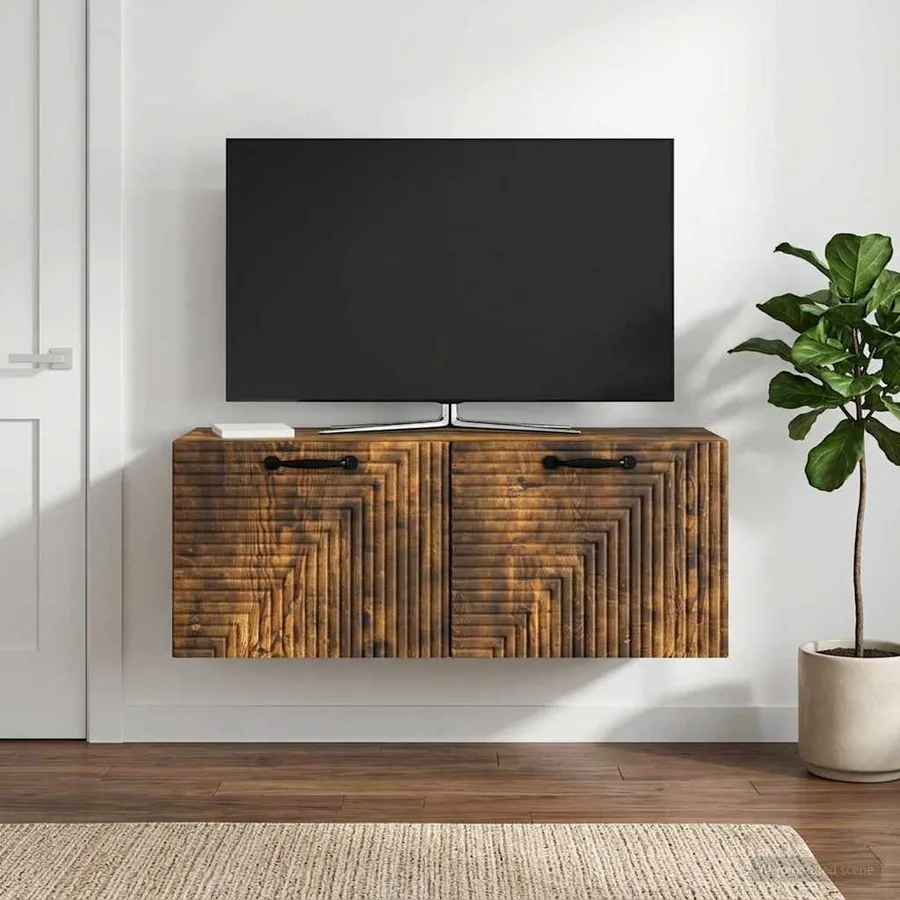 Meuble TV mural Chêne fumé 78,5 x 31 x 30 cm Bois d'ingénierie - 4