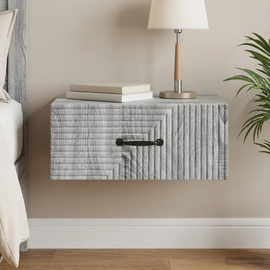 Cabinet de chevet mural Sonoma gris 49 x 34,5 x 20 cm