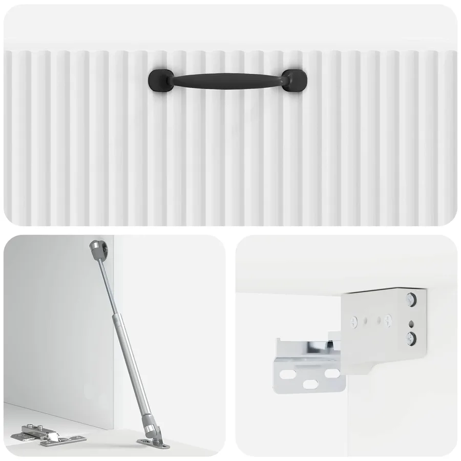 Meuble TV mural Montage mural Blanc brillant 78,5 x 41 x 30 cm - 9