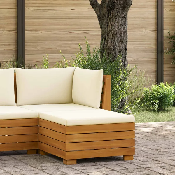 Pouf de Jardin Bois d'Acacia Massif Marron