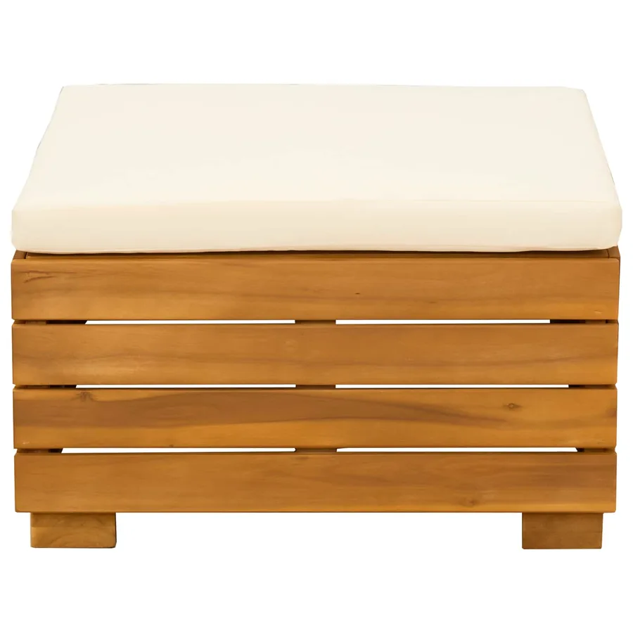 Pouf de Jardin Bois d'Acacia Massif Marron - 3