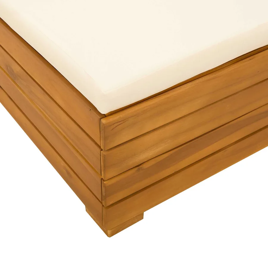 Pouf de Jardin Bois d'Acacia Massif Marron - 4