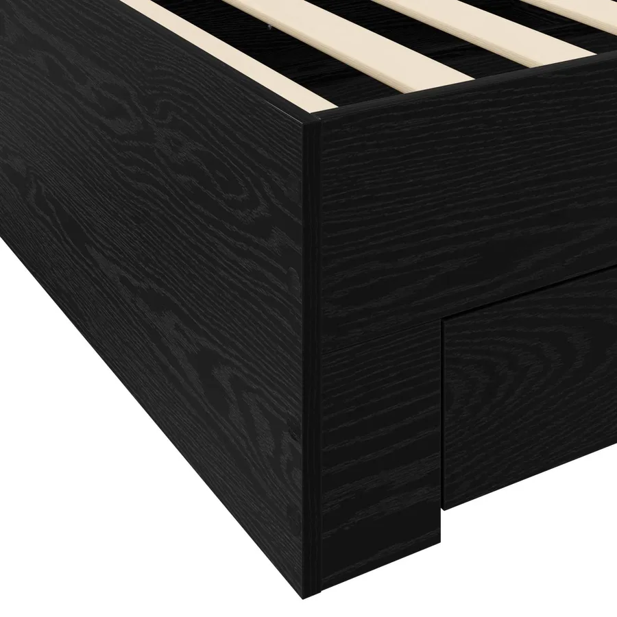 Cadre de lit avec tiroir Chêne noir Bois d'ingénierie - 5