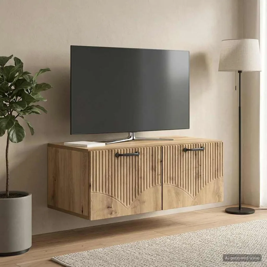Meuble TV mural 78,5 x 41 x 30 cm Chêne artisanal - 4