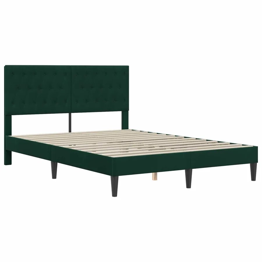 Cadre de lit avec matelas Vert foncé 160 x 200 cm Velours - 4