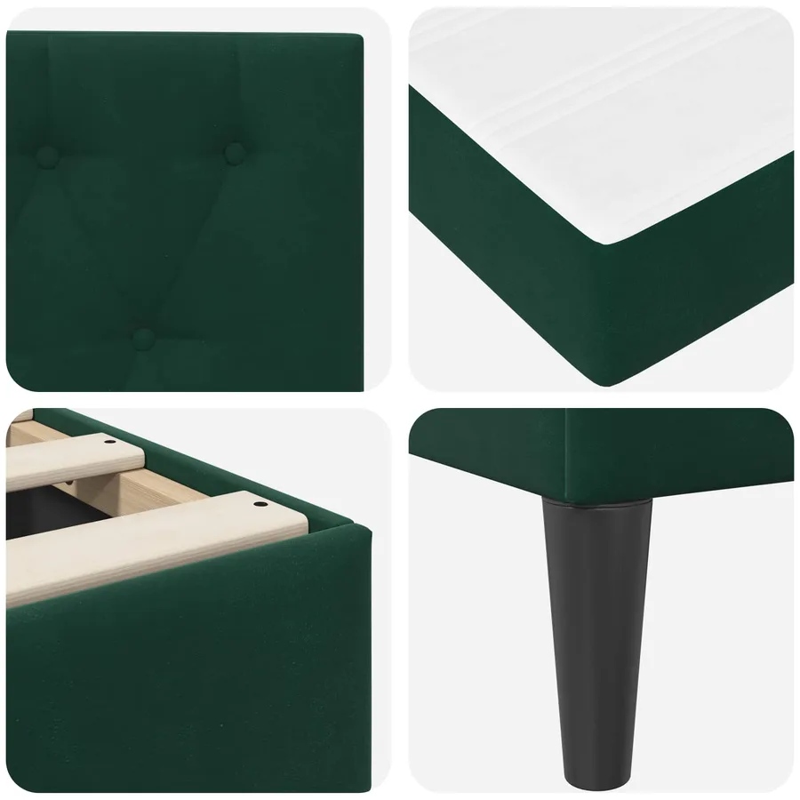 Cadre de lit avec matelas Vert foncé 160 x 200 cm Velours - 9