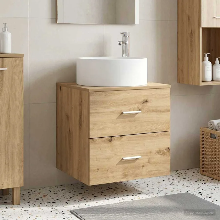 Vanité de lavabo mural Chêne artisanal 49,5 x 44,5 x 65,5 cm