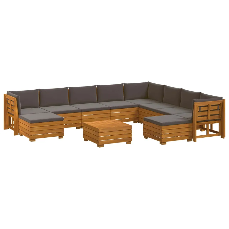 Ensemble de canapés d'extérieur avec coussin 11 Pièce Marron - 2