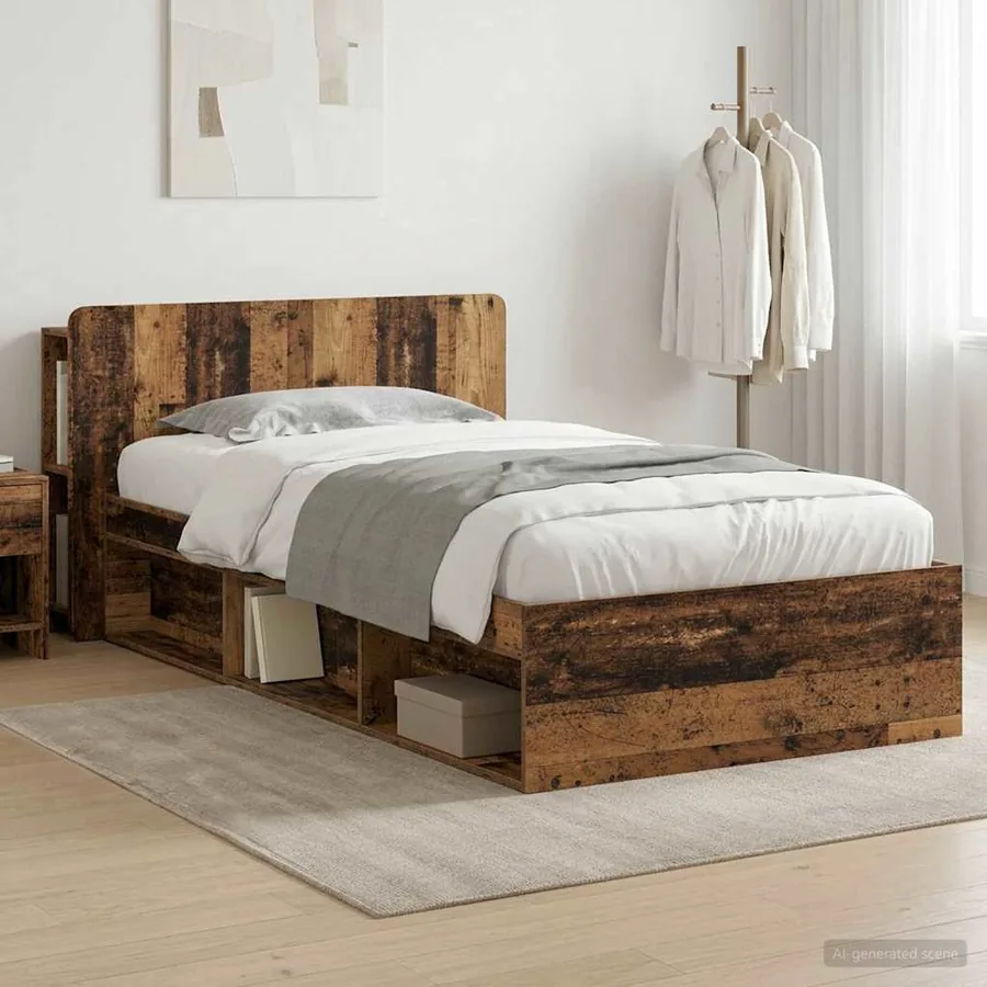 Cadre de lit avec rangement Bois ancien 100 x 200 cm