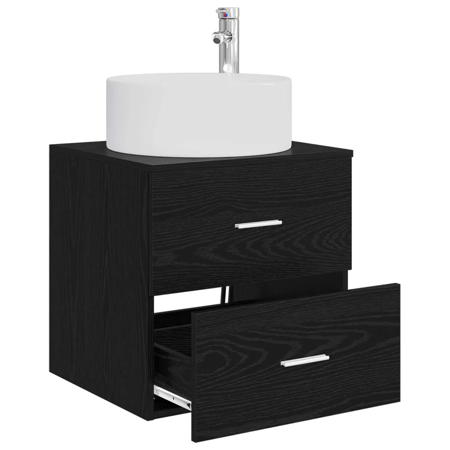 Vanité de lavabo mural Chêne noir 49,5 x 44,5 x 65,5 cm - 3