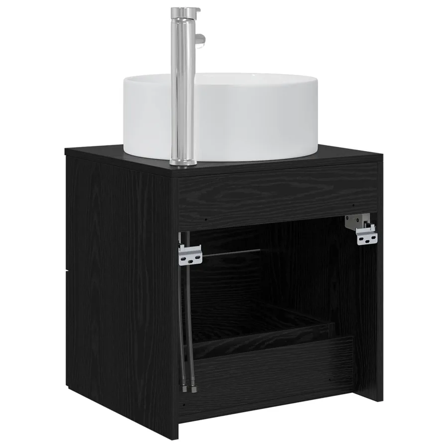 Vanité de lavabo mural Chêne noir 49,5 x 44,5 x 65,5 cm - 5