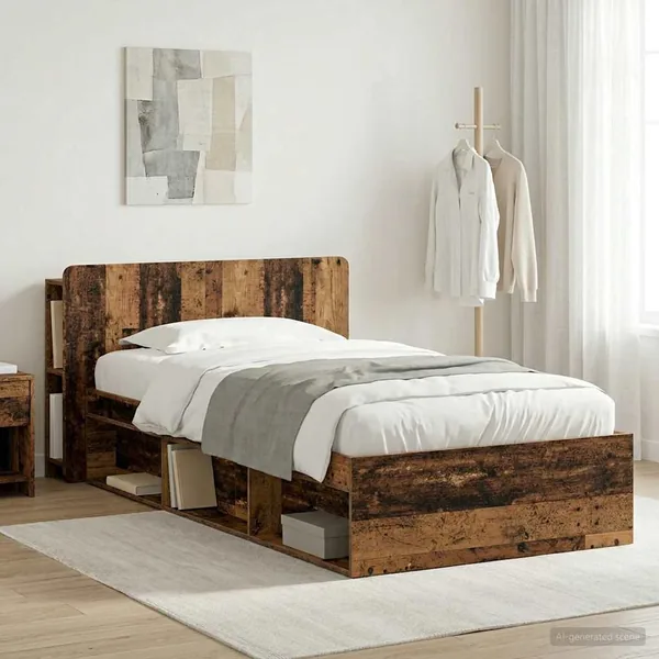 Cadre de lit avec rangement Bois ancien 90 x 200 cm