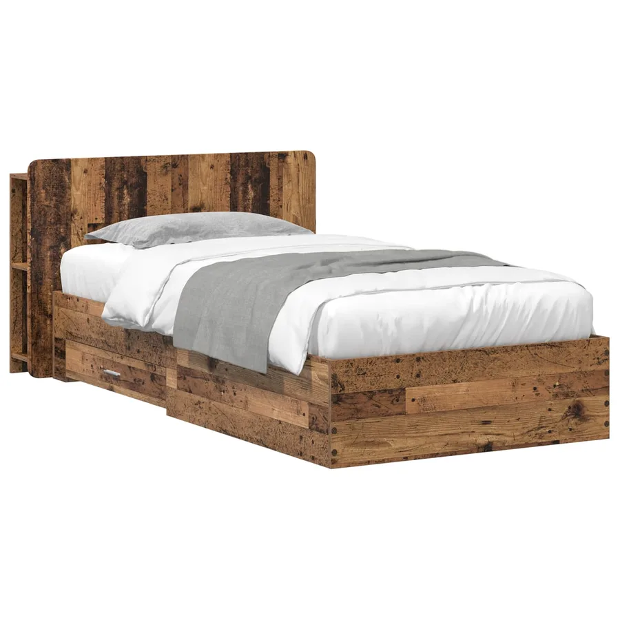 Cadre de lit avec rangement Bois ancien 90 x 190 cm - 2