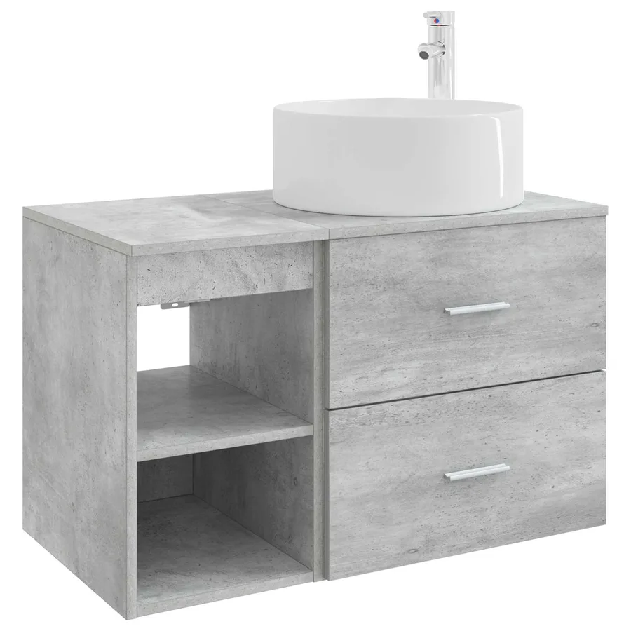 Ensemble de mobilier de salle de bain 2 pcs Gris béton - 2