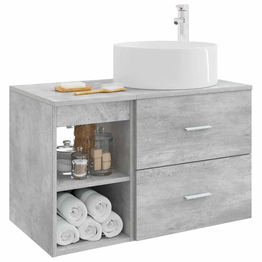 Ensemble de mobilier de salle de bain 2 pcs Gris béton - 3