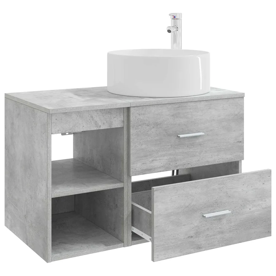 Ensemble de mobilier de salle de bain 2 pcs Gris béton - 4