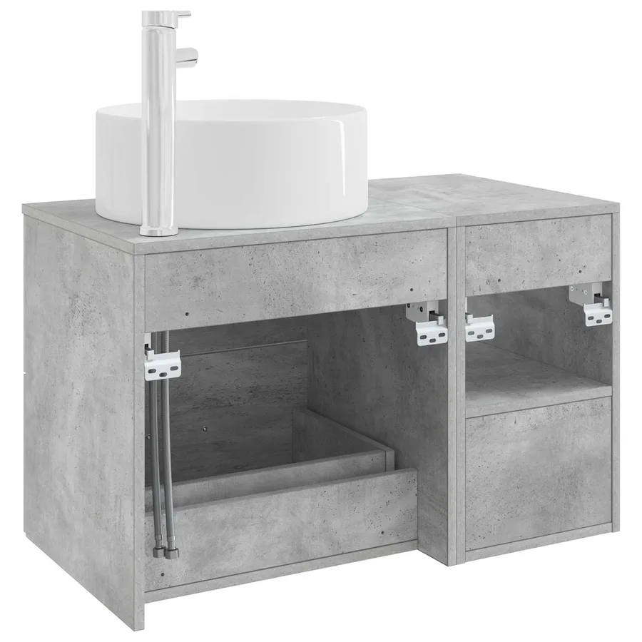 Ensemble de mobilier de salle de bain 2 pcs Gris béton - 6