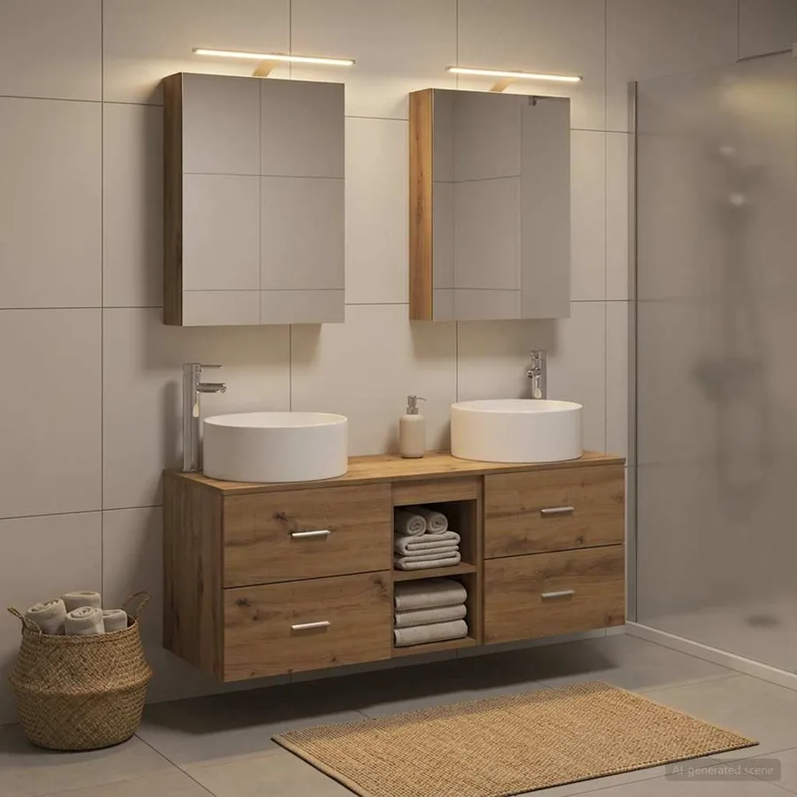 Ensemble de mobilier de salle de bain 5 pc Chêne artisanal - 4