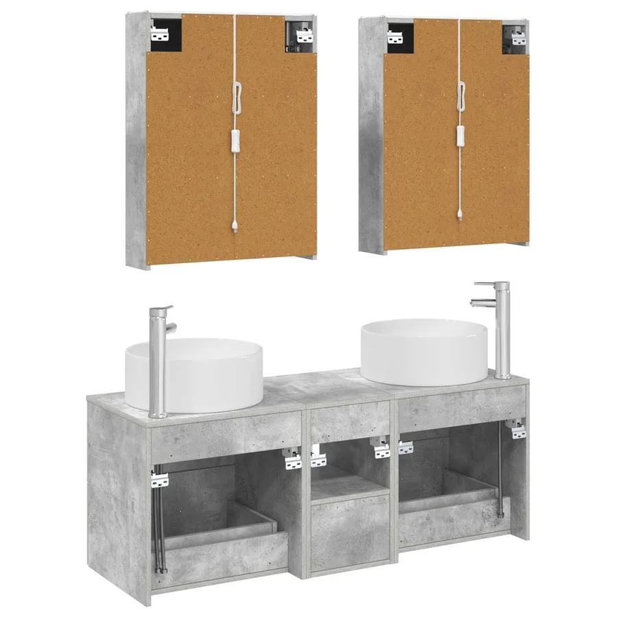 Ensemble de mobilier de salle de bain 5 pcs Gris béton - 9