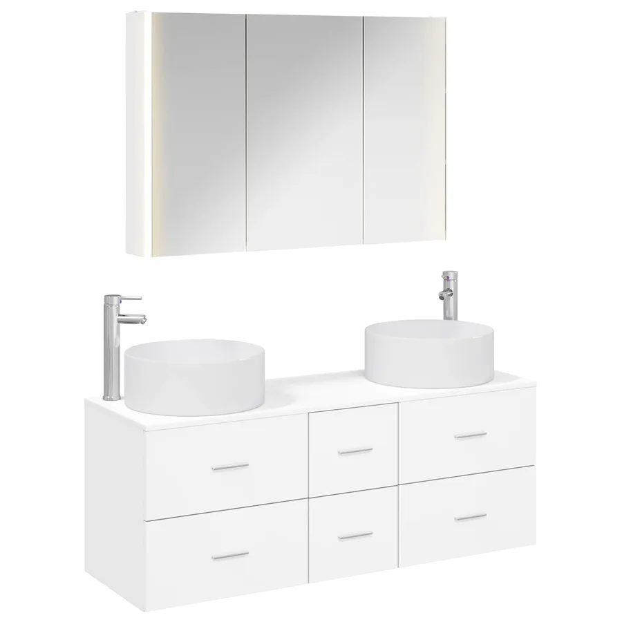 Ensemble de mobilier de salle de bain 4 pcs Blanc - 2