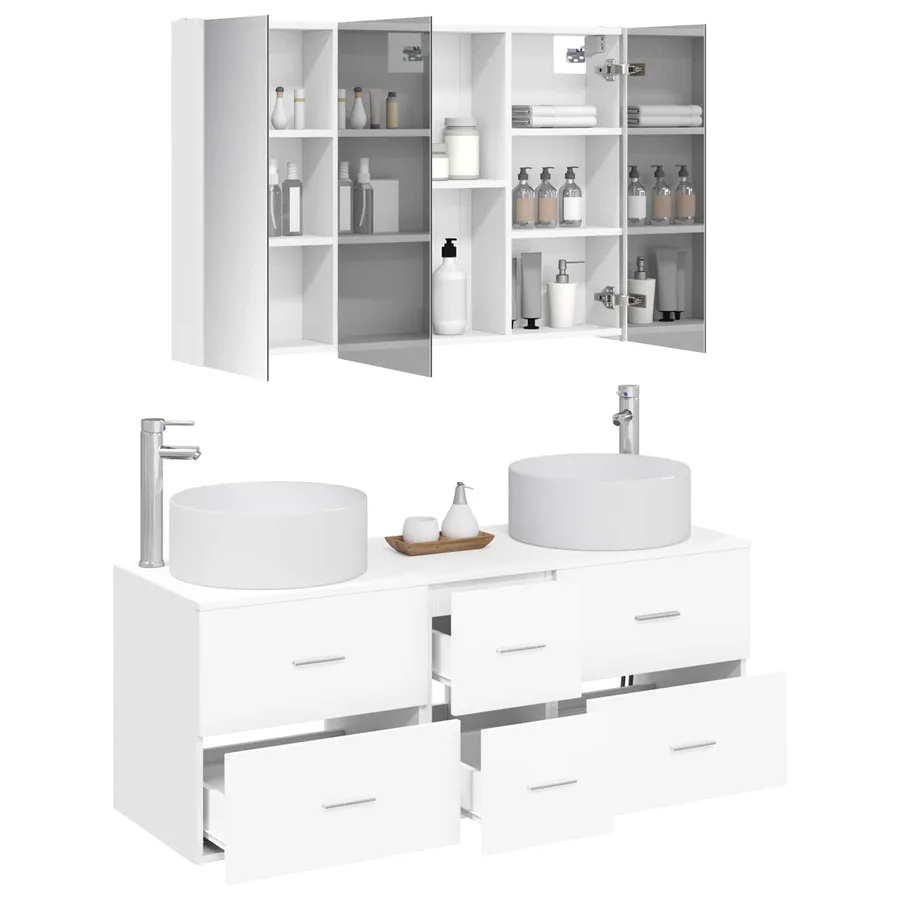 Ensemble de mobilier de salle de bain 4 pcs Blanc - 3
