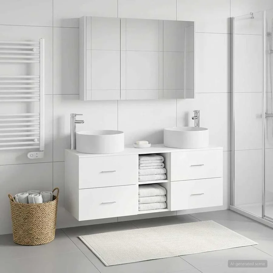 Ensemble de mobilier de salle de bain 4 pcs Blanc - 4