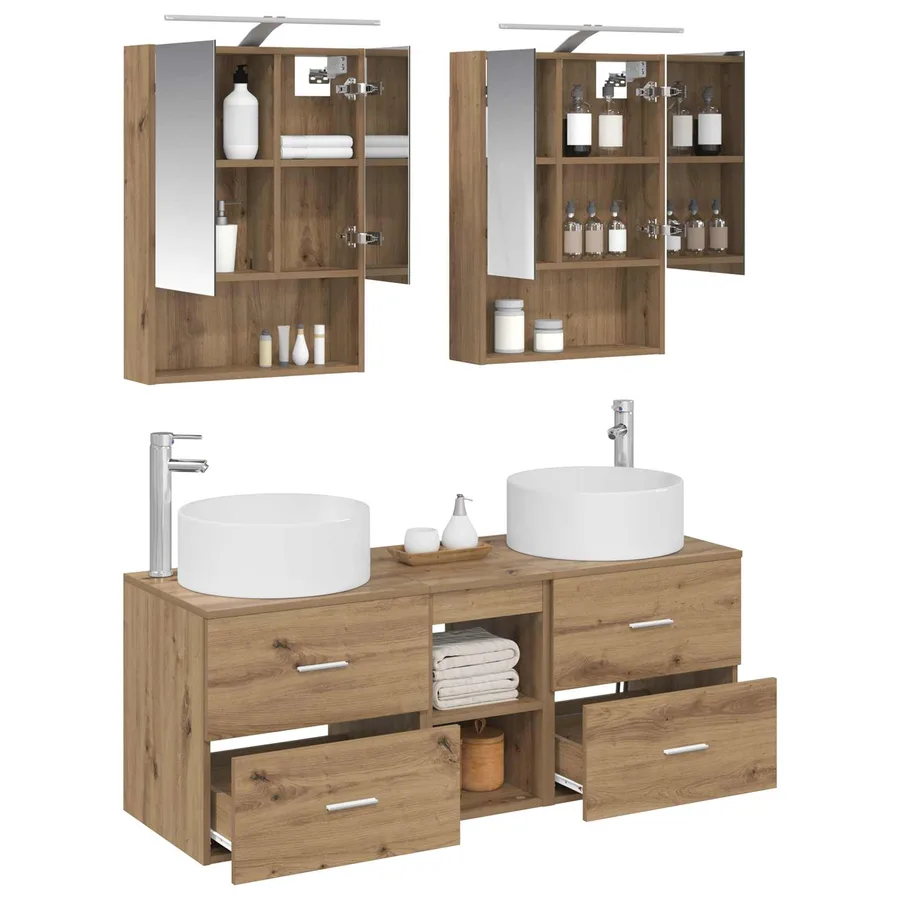 Ensemble de mobilier de salle de bain 5 pc Chêne artisanal - 3