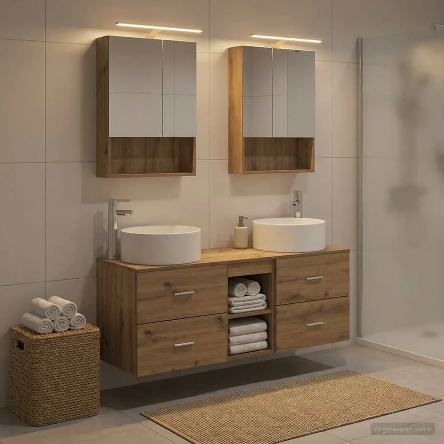 Ensemble de mobilier de salle de bain 5 pc Chêne artisanal - 4