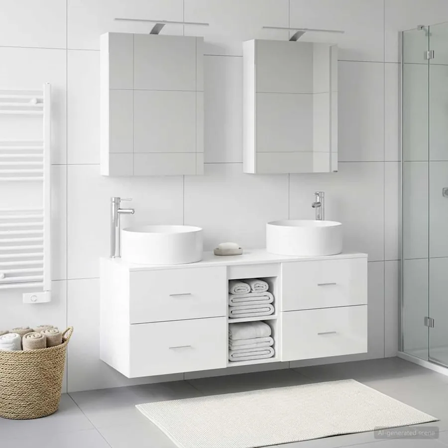 Ensemble de mobilier de salle de bain 5 pcs Blanc