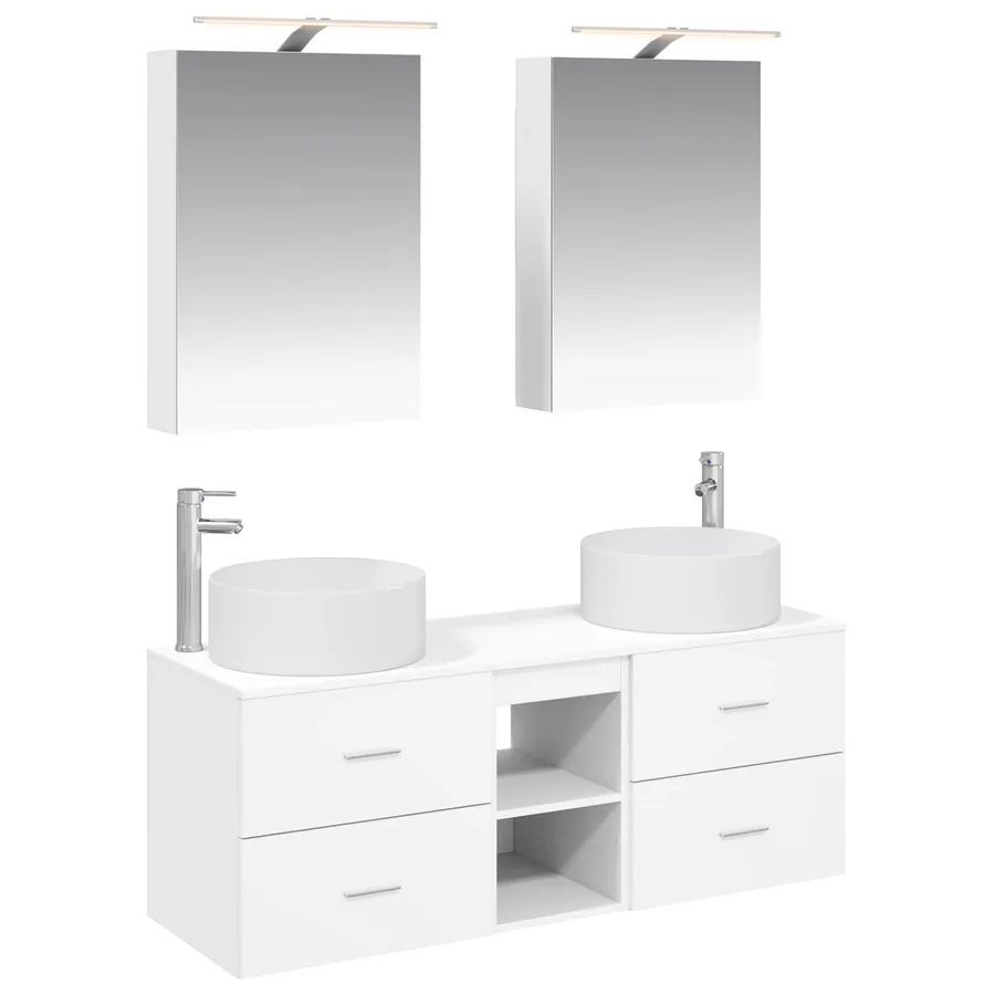 Ensemble de mobilier de salle de bain 5 pcs Blanc - 2