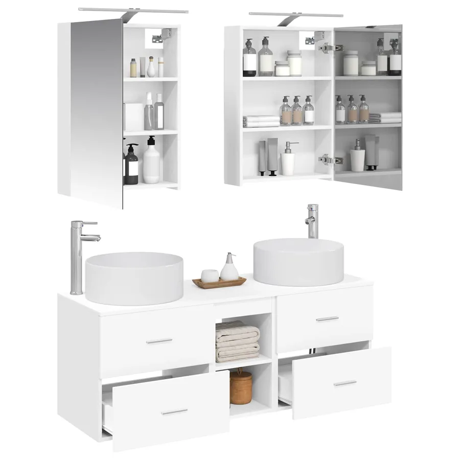 Ensemble de mobilier de salle de bain 5 pcs Blanc - 3
