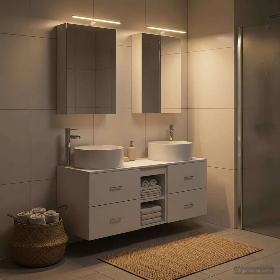 Ensemble de mobilier de salle de bain 5 pcs Blanc - 4